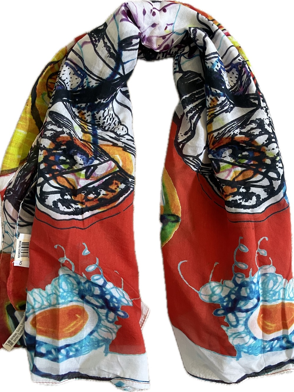 NWT Nordstrom Artist Designed Bright & Colorful Silk Scarf